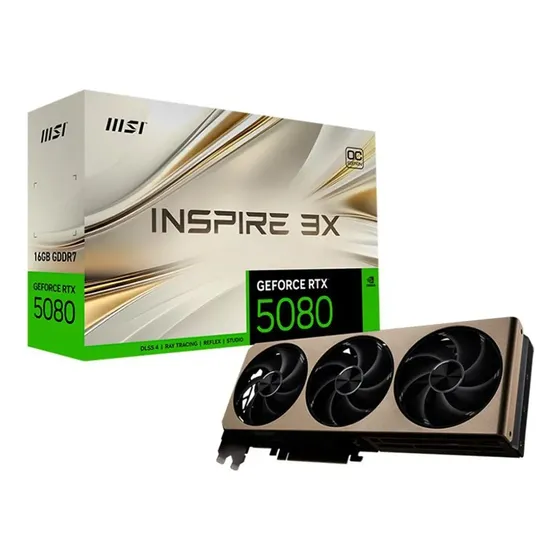 Placa De Vídeo Msi Rtx 5080 Inspire 3x Oc 16gb Gddr7 Dlss