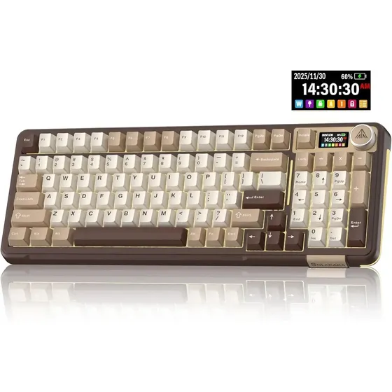 Teclado Mecânico Solakaka A99 Pro Sem Fio Tri-Modo, Switch Estrela, Gasket e Tela RGB Teclado Mecânico Solakaka A99 Pro Sem Fio Tri-Modo, Switch Estrela, Gasket e Tela RGB