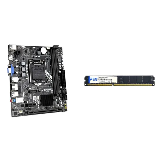 Kit Upgrade: Placa Mãe H61m 1155 Ddr3 Intel I3/i5/i7 2/3ª Geração Preto + Memória Ram 4gb Ddr3 1333mhz