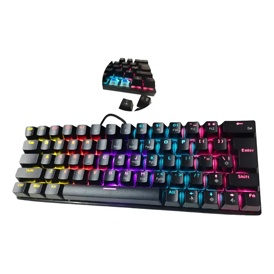 Teclado Mecânico Gamer Rgb Switch Azul Barulhent 63t Com Fio
