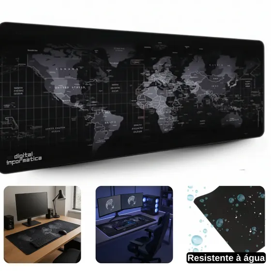 Mouse Pad Gamer Grande 70x35 Profissional Antiderrapante Speed Mapa Mundi Digital Informática Mouse Pad Gamer Grande 70x35 Profissional Antiderrapante Speed Mapa Mundi Digital Informática