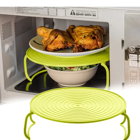 Rack De Microondas Empilhável De Plástico Verde 23,5 Cm