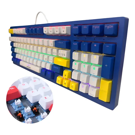 Teclado Mecanico Gamer Profissional Rgb Barato 97 Teclas Usb