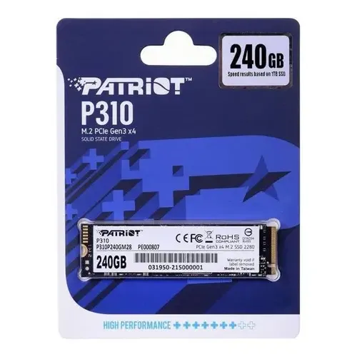 Ssd 240gb M.2 Nvme Patriot P310 - Novo-nota Cor Azul Ssd 240gb M.2 Nvme Patriot P310 - Novo-nota Cor Azul