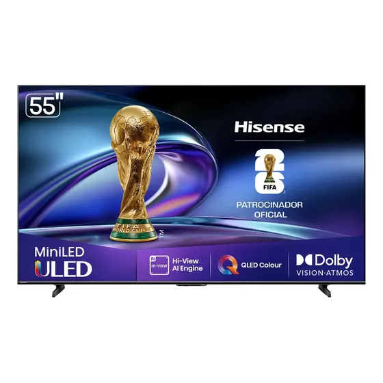 Smart Tv Hisense 4k 55 Polegadas 55u6n Mini Led Google Tv, Processador Com Ai, Hdr10+, Sports Mode, Game Mode Plus E Compatível Com Alexa