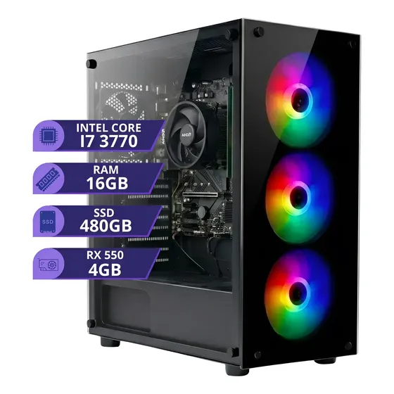Pc Gamer Cpu Intel I7 3.4ghz Ssd 480gb 16gb Rx550 4gb 500w