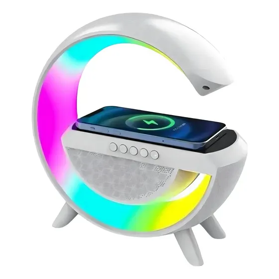Caixa De Som Carregador E Luminária G Speaker Smart Station Cor Branco