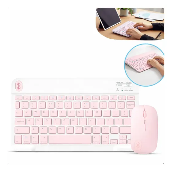 Kit Mouse Teclado Magnético Bluetooth Recarregável Sem Fio