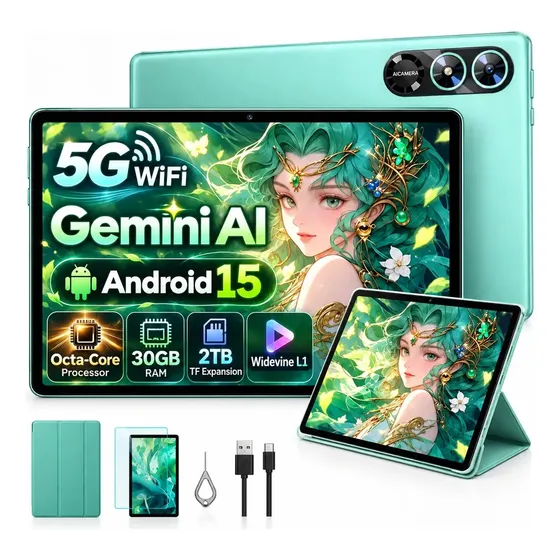Tablet Fezawio F11 Pro Android 15 com Gemini AI, Tela de 10.1" e 64GB