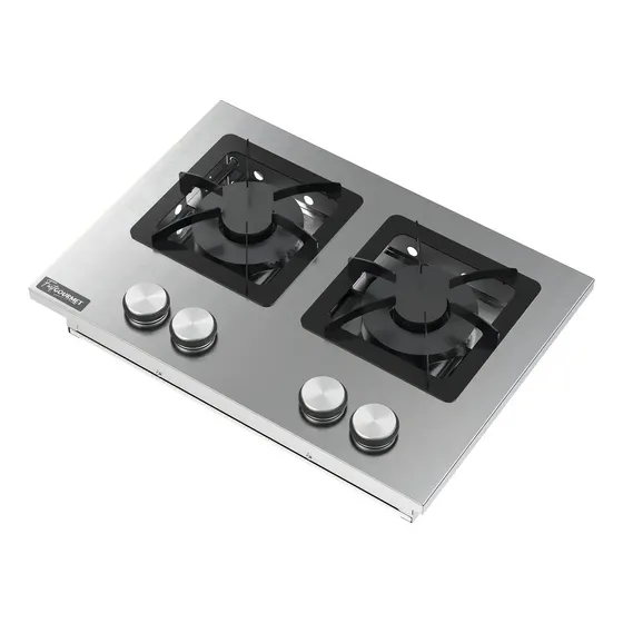 Cooktop Embutir Inox A Gás 2 Bocas Chama Dupla Grelha 20x20
