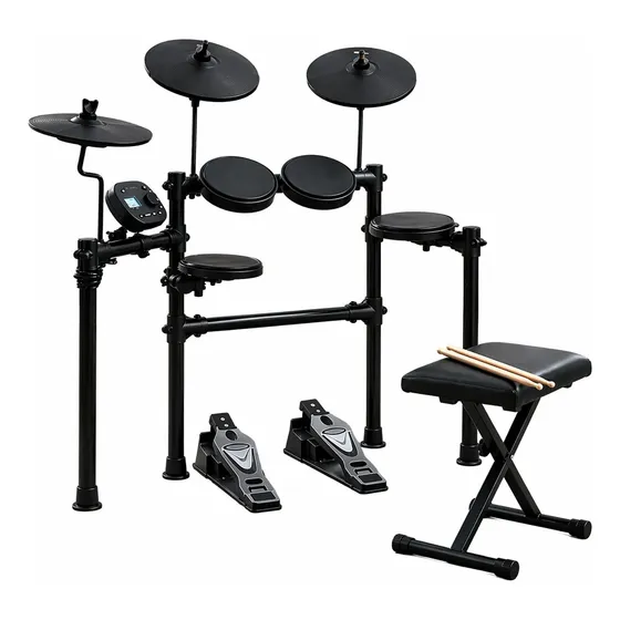 Bateria Eletrônica Portátil Tomate Msy-9921 Com Banco Preto