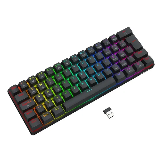 Teclado Gamer Redragon Jax Pro Rgb Preto 60% Switch Marrom Preto Português Brasil