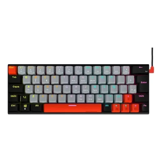 Teclado Mecanico Gamer Pcyes Kuromori 60% Black Vulcan Switc Tricolor