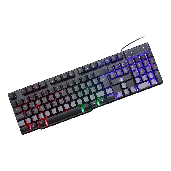 Teclado Gamer Qwerty Português Brasil Cor Preto Com Luz Rgb