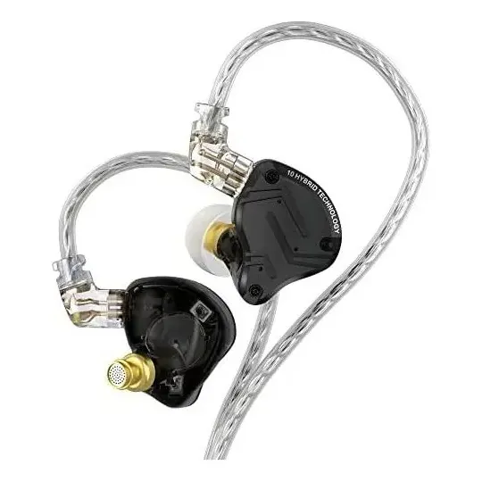 Fones de ouvido Kz Zs10 Pro X sem microfone monitores no ouvido Hifi Preto Gamer