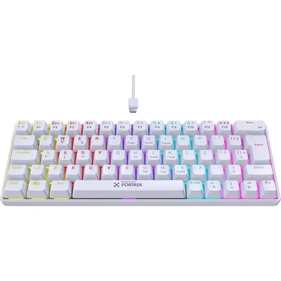 Teclado Gamer Mecânico Fortrek Gravity 65 Branco Switch Outemu Red USB-C
