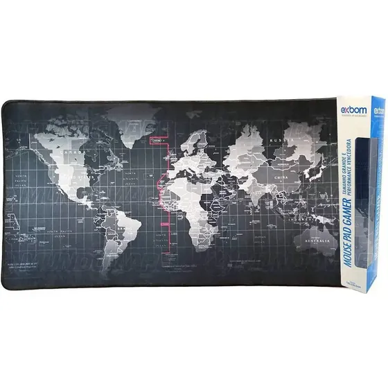 Mouse Pad Gamer XG 70x35 Preto Liso - Tapete Mesa Setup Exbom