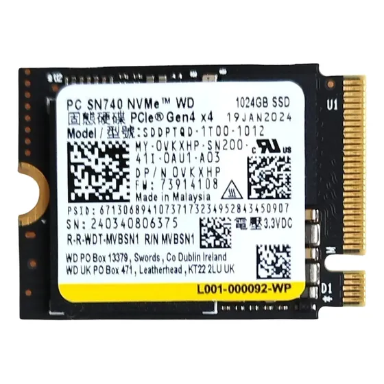 Ssd M.2 Nvme 1tb 2230 Pcie Gen4x4 Sn740 Wd-western Digital Cor Preto