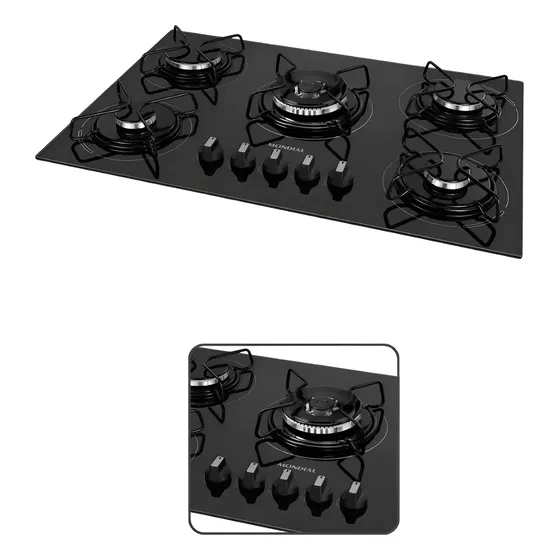 Cooktop Mondial Ctg-03 5 Bocas Tripla Chama Preto Bivolt