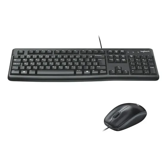 Kit Teclado E Mouse Logitech Mk120 Usb Com Fio - Preto