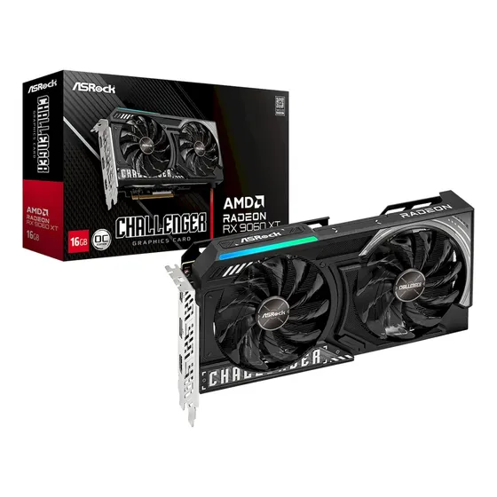 Placa De Vídeo Asrock Rx 9060 Xt Challenger Oc, 16gb, Gddr6