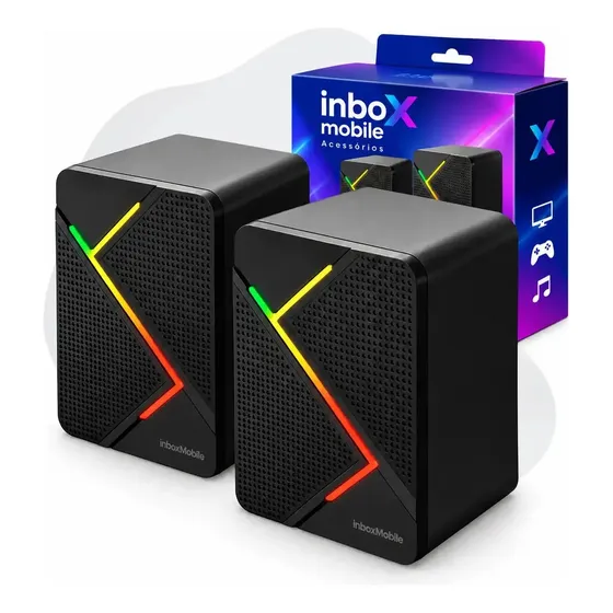 Caixa De Som Para Pc Computador Gamer Led Rgb Potente Usb