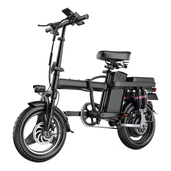 Bicicleta Elétrica Dobrável Aro 14 Tomate Com Freio a Disco e Alarme