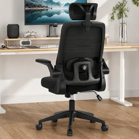 Cadeira Escritório Ergonômica Giratória Com Apoio Lombar