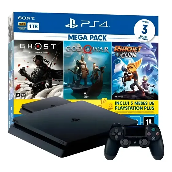 Sony Playstation 4 1tb Ps4 Slim 1tb- 3 Jogos -nfe E Garantia (Recondicionado)