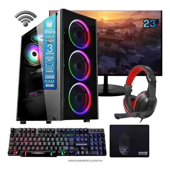 Computador Gamer Ryzen 3 3200g 8gb Ddr4 Ssd 240gb Vega 8 Computador Gamer Ryzen 3 3200g 8gb Ddr4 Ssd 240gb Vega 8