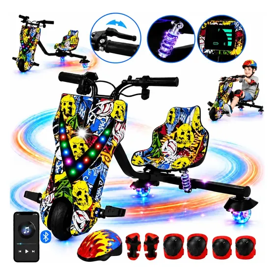 Patinete Elétrico Triciclo Drift 350w Bluetooth Adulto Led