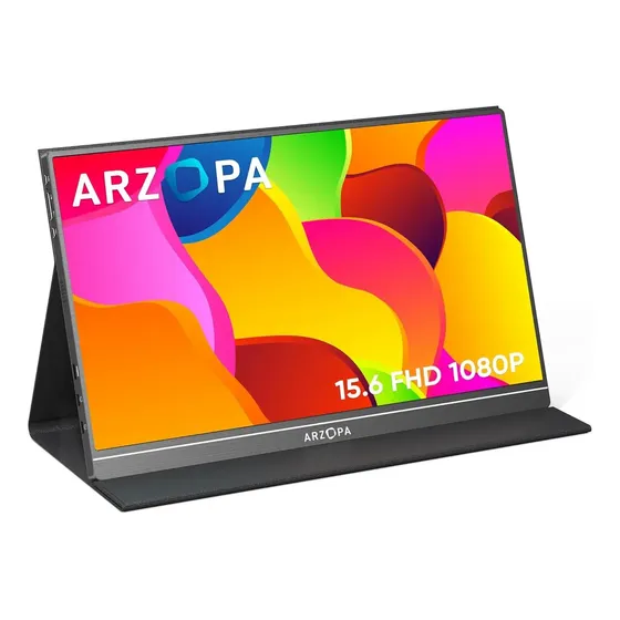 Monitor portátil Arzopa, laptop para PC de 15,6", Xbox Ps Switch, cinza escuro