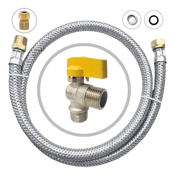 Kit Gás Encanado Mangueira 1,20mt Adaptador Registro Cooktop