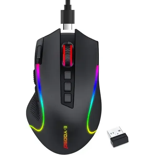 Mouse Gamer E-Yooso X11 Sem Fio Óptico de 8000 Dpi com 9 Botões e RGB