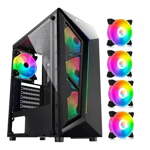 Gabinete Gamer Atx Hayom Gb1713 C/ 4 Fans Rgb Lateral Vidro