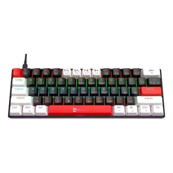 Teclado Mecânico Gamer R8 61 Teclas Abnt2 Switch Azul Tr3060 Preto/branco/vermelho Português Brasil