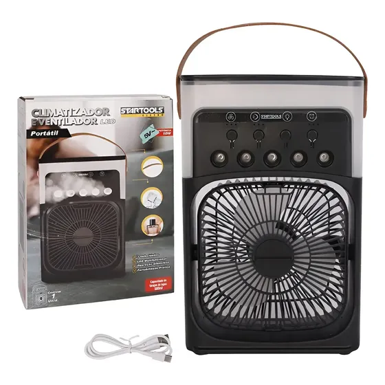 Climatizador E Ventilador Portátil Led Bivolt 10w Startools Preto