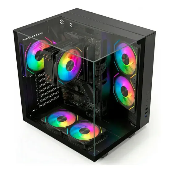 PC Gamer AMD Ryzen 7 5700G, 16GB DDR4, Placa de vídeo Radeon, SSD 256GB NVMe M.2, Fonte 500W, Gabinete aquário preto com 5 fans - BluePC LUMINI PGBP-LUM121