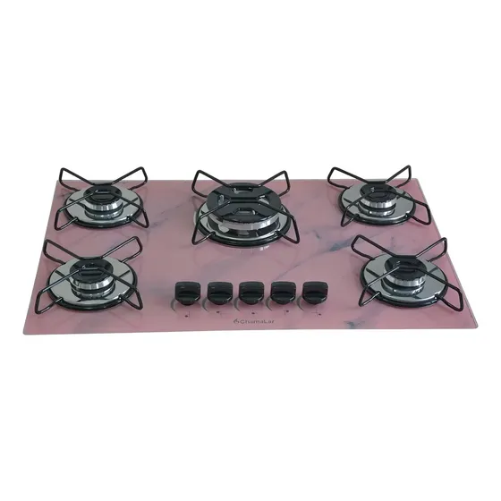 Fogão Cooktop 5bocas Tripla Chama Marmo Rosa Fogão Cooktop 5bocas Tripla Chama Marmo Rosa