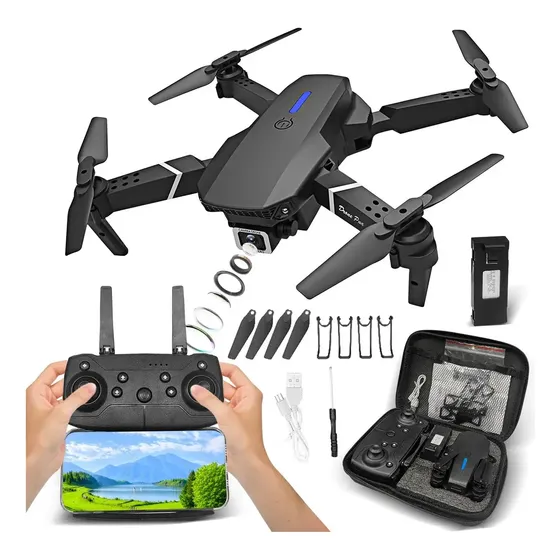Drone E88 Profissional Dobrável Câmera Hd E Controle Remoto