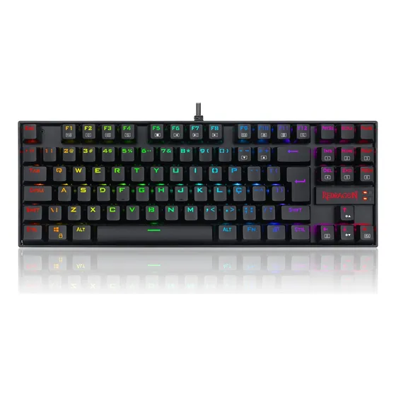 Teclado Mecânico Gamer Redragon Kumara Preto Rgb Switch Red Vermelho Hotswap Tkl Abnt2