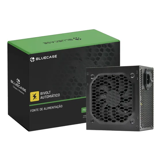 Fonte Atx Bluecase 500w Bivolt Automática C/cabo Preto