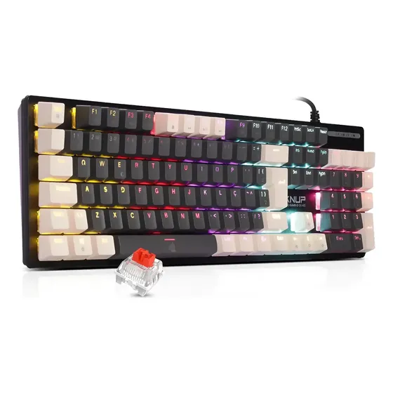 Teclado Mecânico Gamer Abnt Switch Red Rainbow 107 Teclas