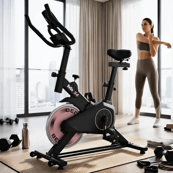 Bicicleta Ergométrica Spinning Bike Fitness S4 Beon Rosa