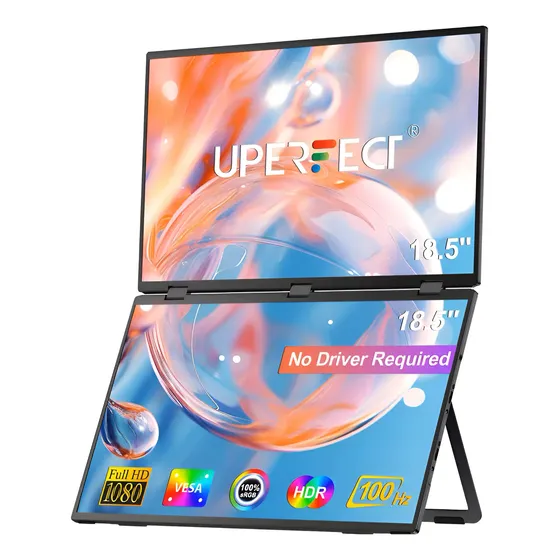 Monitor Duplo Portatil 18,5 Uperfect Tela Ips Full Hd 100hz
