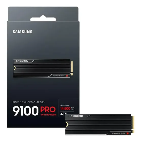 Ssd Samsung 9100 Pro 4tb Nvme M.2 2280 Gen5 X4 Heatsink Leitura 14800mb/s Gravação 13400mb/s Mz-vap4t0cw Ssd Samsung 9100 Pro 4tb Nvme M.2 2280 Gen5 X4 Heatsink Leitura 14800mb/s Gravação 13400mb/s Mz-vap4t0cw