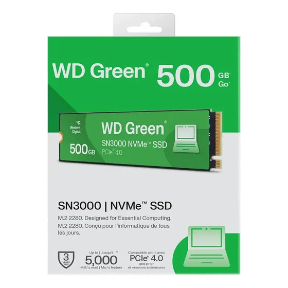 Ssd Wd Green Sn3000 500gb M.2 2280 Pcie Nvme Verde