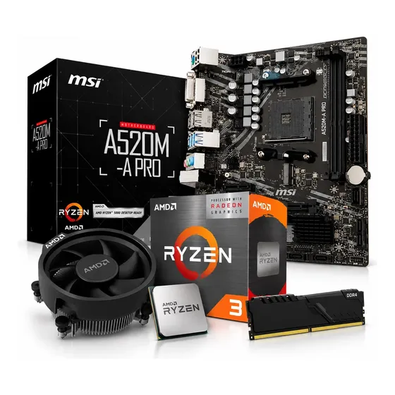 Kit Upgrade Amd 3 3200g Placa Mãe Msi A520m-a Pro Ram 8gb