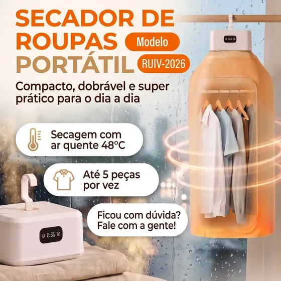 Secador de Roupa Portátil Elétrico Ruivix 600W para Apartamento e Dias Chuvosos