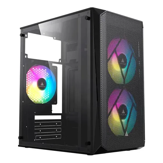 Gabinete Mini Tower Preto Acegeek Forge Gamer Micro-ATX ITX 2 Fans